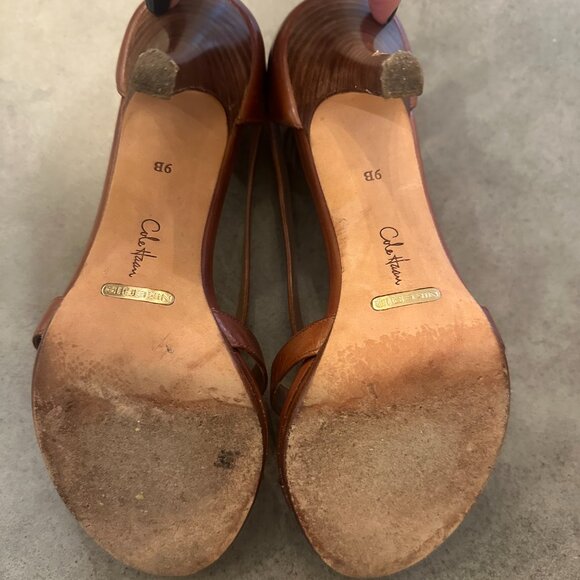 Cole Haan "Nike Air" brown leather sandals with ankle straps. Size 9. - Picture 3 of 7